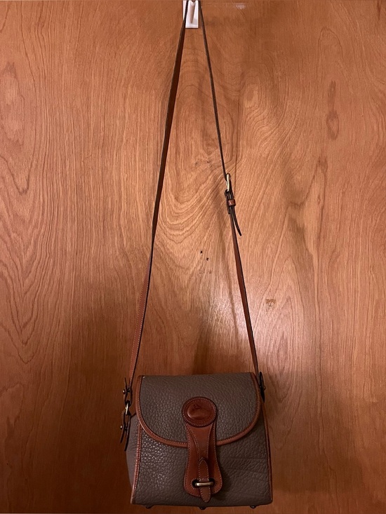 Dooney & Bourke Handbags - Vintage Dooney & Bourke Pebbled Leather Crossbody Bag in Taupe and Brown